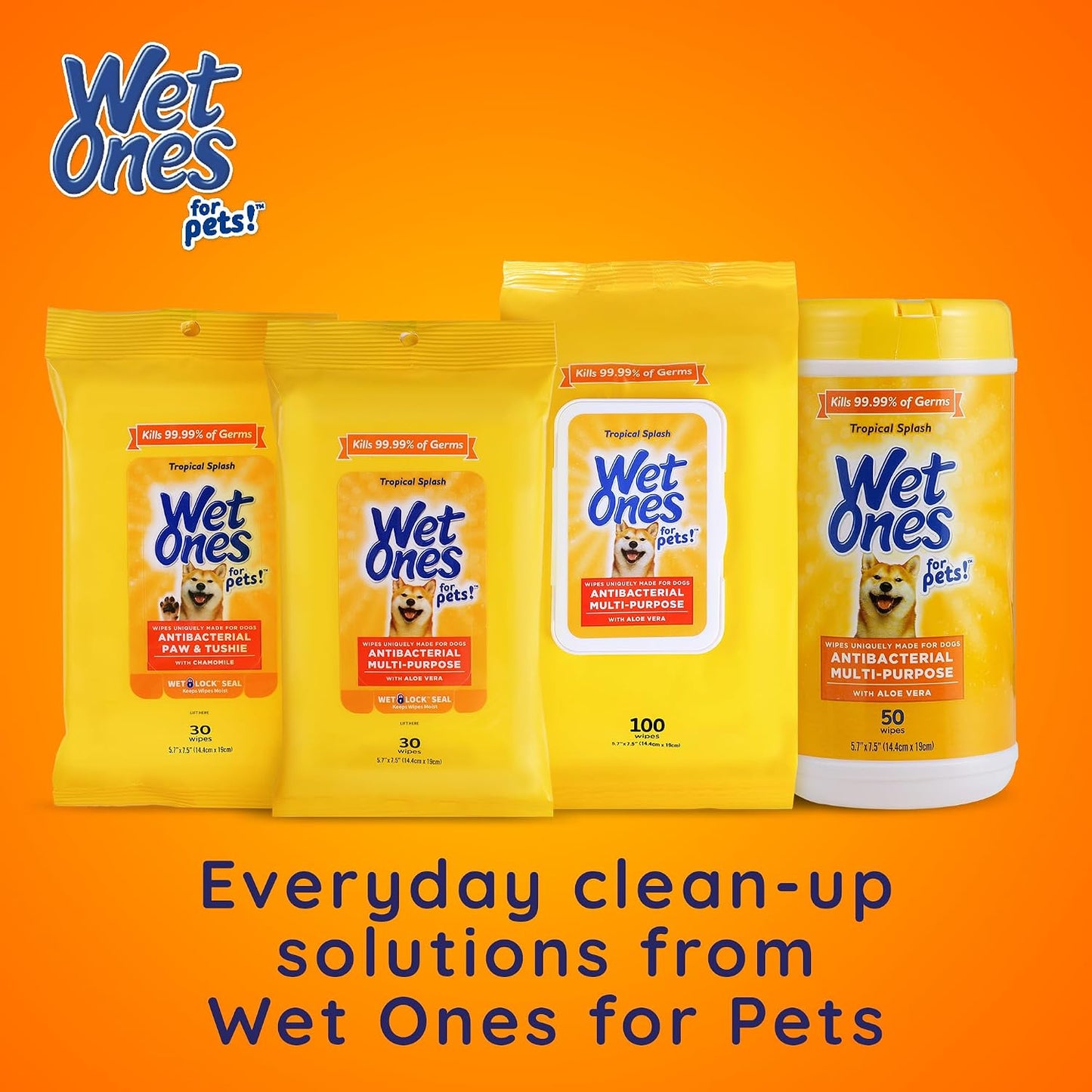 Wet Ones for Pets Antibacterial Heavy Duty Dog Paw Wipes with Tropical Splash Scent - Kills 99.99% of Germs, Thick Durable Disposable Paw Wipes for Dogs, 50 Count - Image 10
