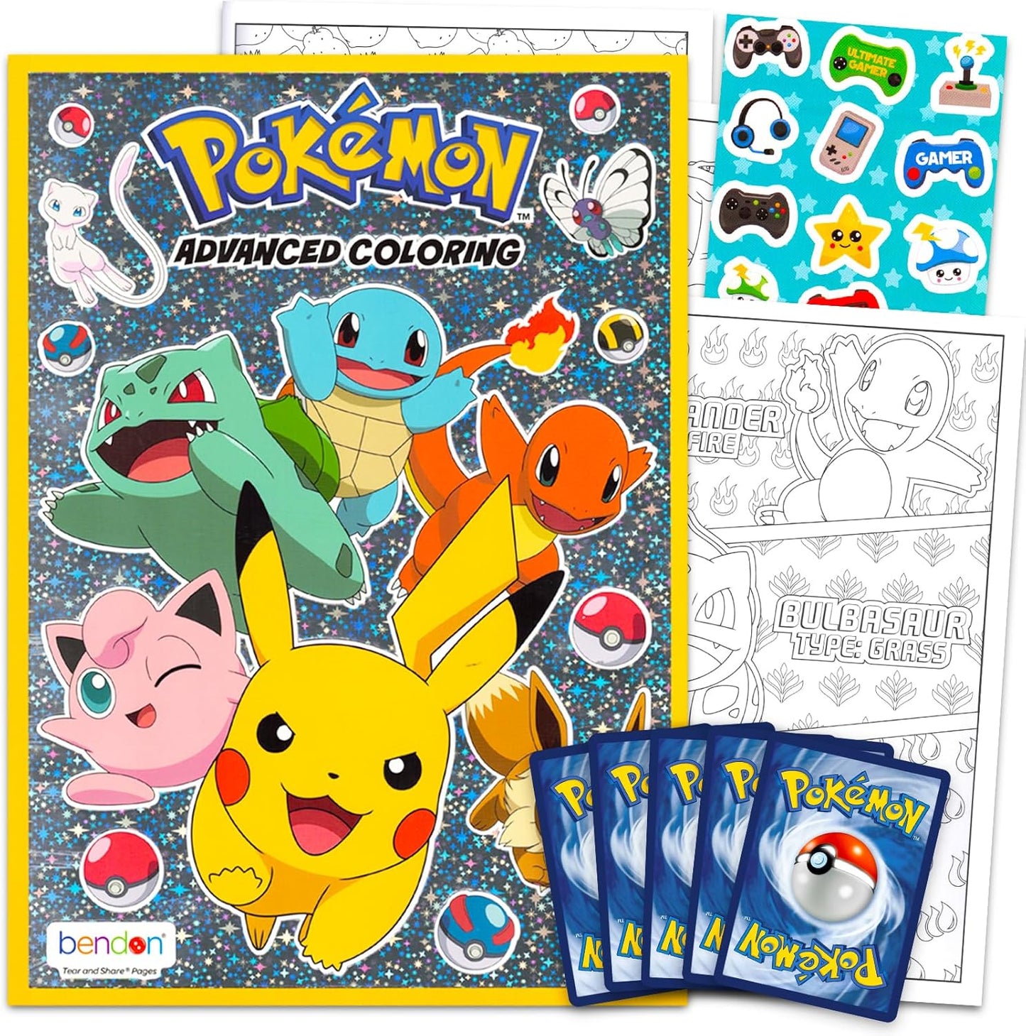 Bendon Pokemon Advanced Coloring Book front view showing Pikachu on the cover