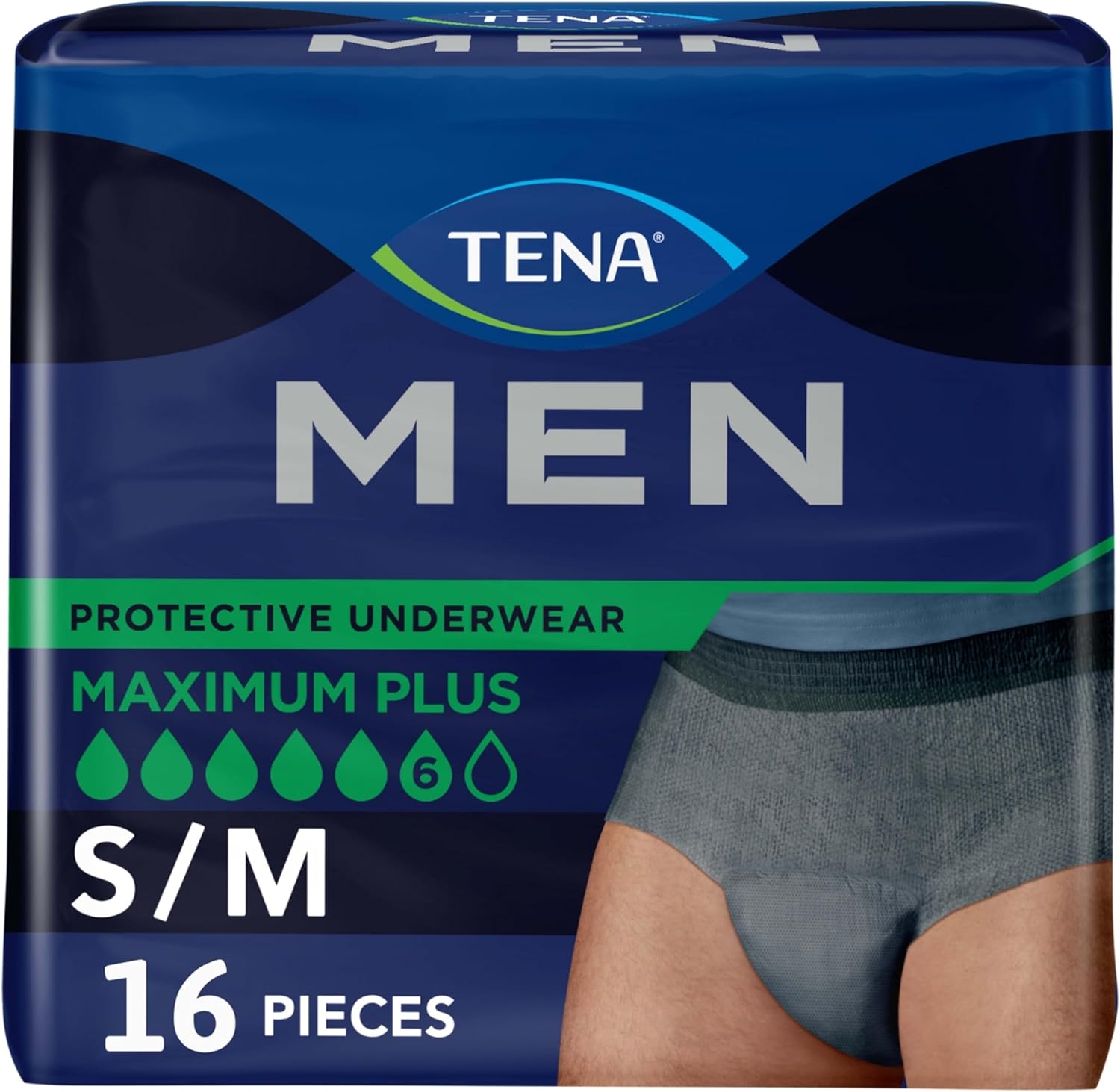 TENA Men Protective Incontinence Underwear 16 count front pack view
