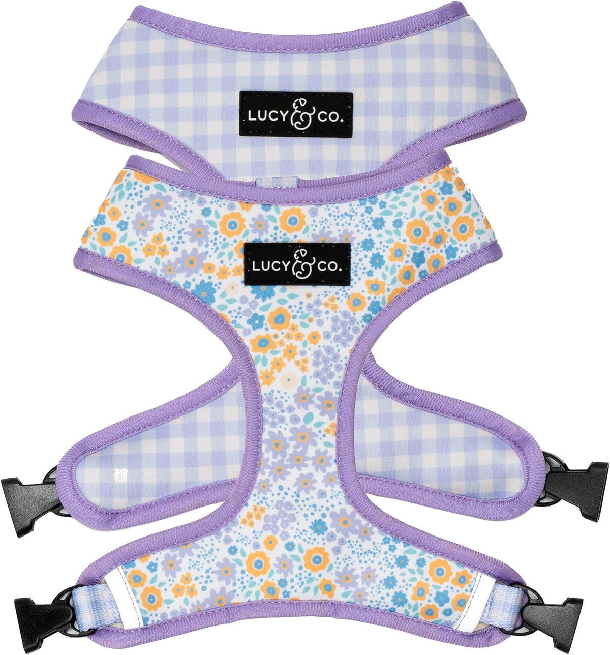 Lucy & Co. Reversible Dog Harness - Water-Repellent Neoprene, Dual-Print Design, Easy Swap Style, Adjustable Comfort Fit - Cheery Cherries Reversible Harness - Large - Image 12