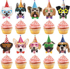 Hooqict 40 pieces dog cupcake toppers set front view