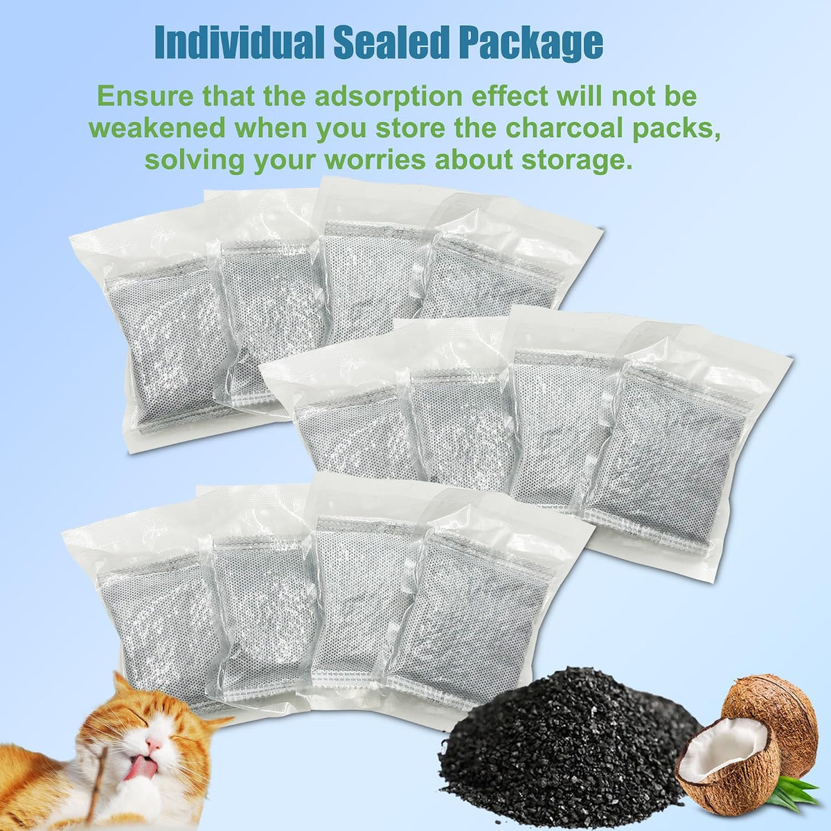 Twelve pack carbon odor absorbing refills displayed together for long lasting pet hygiene