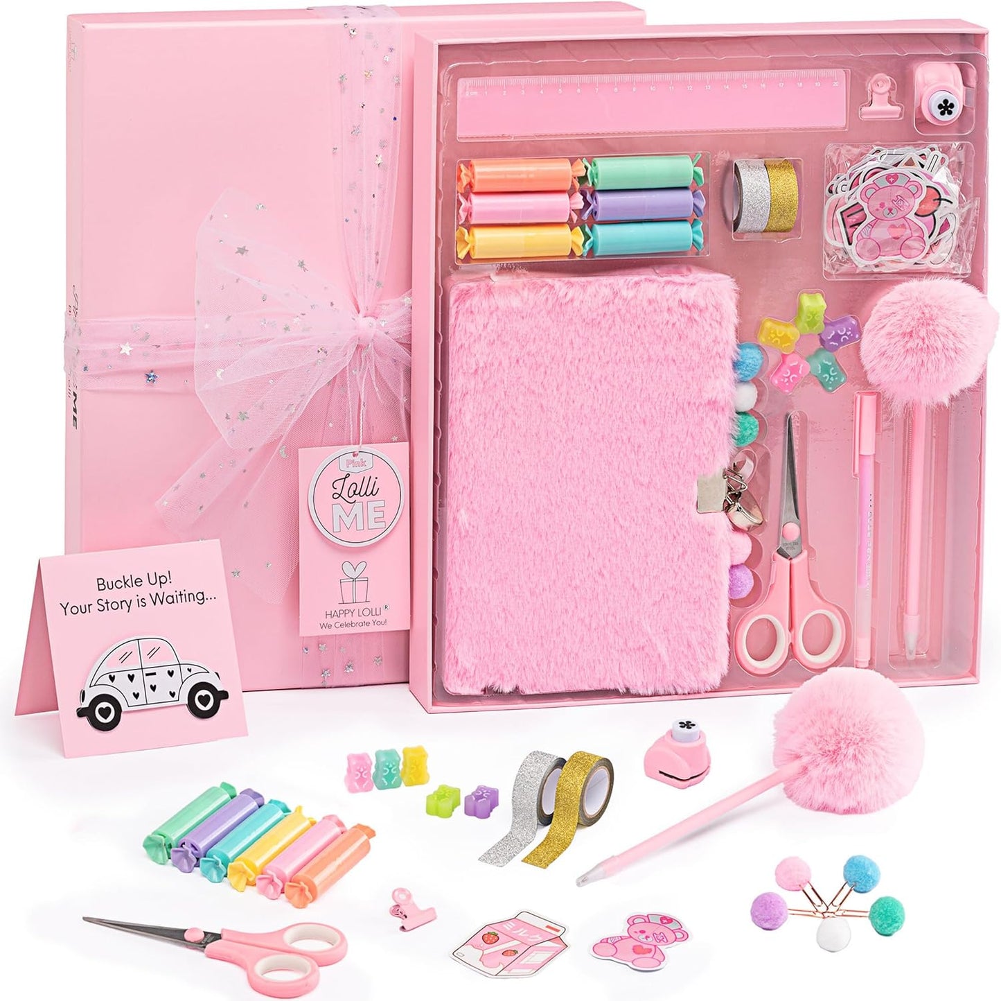 Happy Lolli Pink LolliME DIY Journal Kit front view with gift box