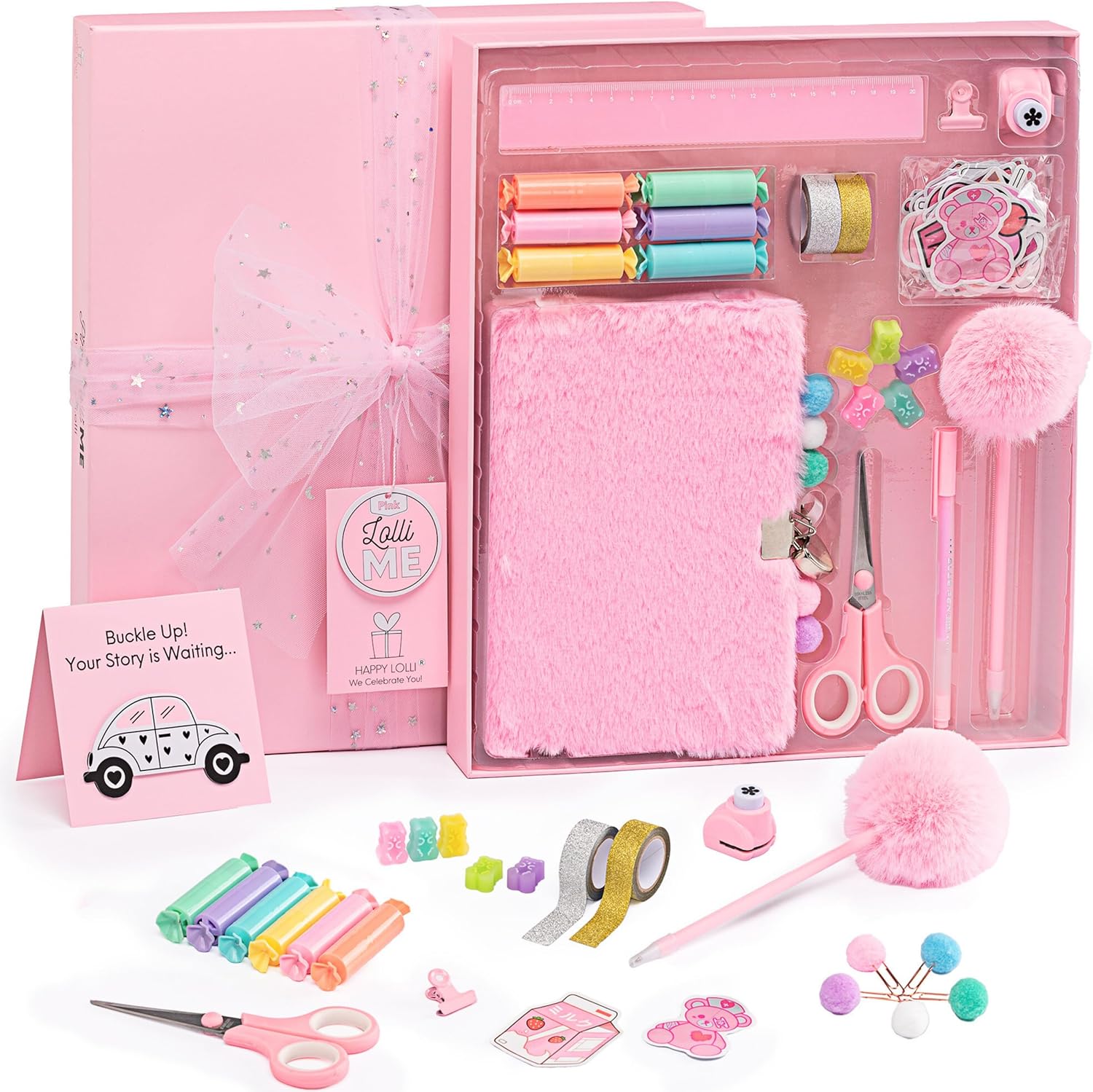 Happy Lolli Pink LolliME DIY Journal Kit front view with gift box