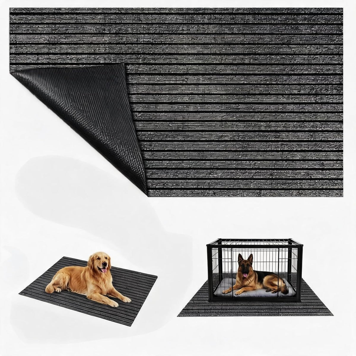 Aethycovi dog crate mat dark gray front view