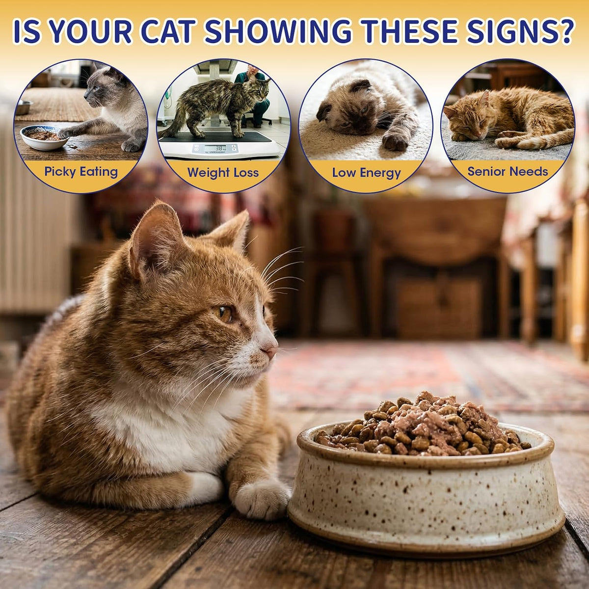 Liquid B12 supplement for senior cats being measured with a dropper for easy wet food mixing.