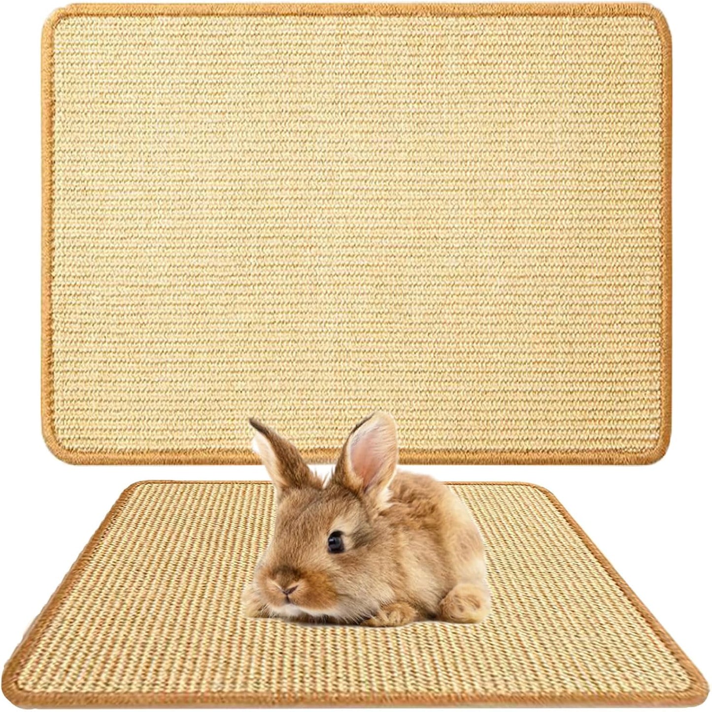 Oncpcare 2PCS Rabbit Scratch Mat Natural Bunny Scratching Pad Claws and Teeth Care Rabbit Mats for Cages Chew Toys for Bunny Pet Cage Bedding for Biting Sleeping Nesting, 16x12 - Image 9