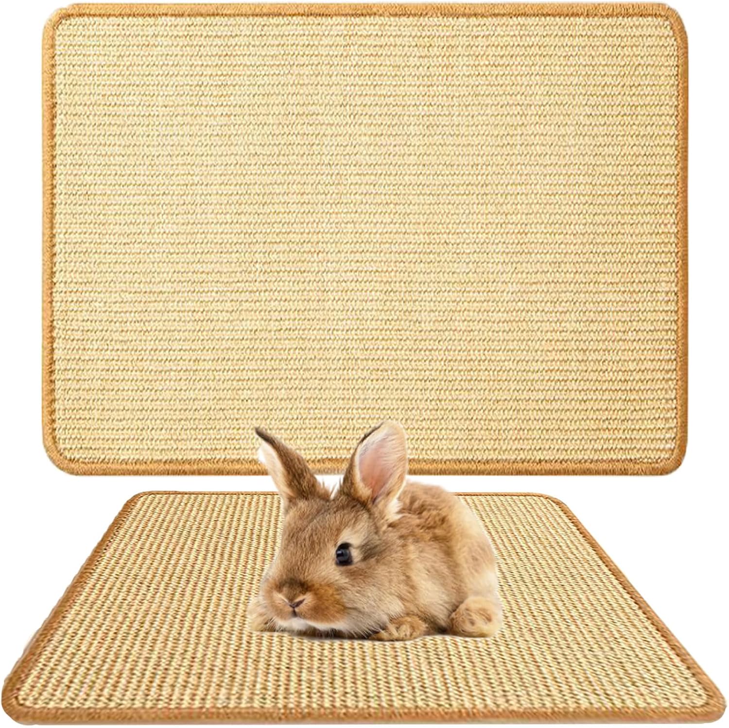 Oncpcare 2PCS Rabbit Scratch Mat Natural Bunny Scratching Pad Claws and Teeth Care Rabbit Mats for Cages Chew Toys for Bunny Pet Cage Bedding for Biting Sleeping Nesting, 16x12 - Image 9