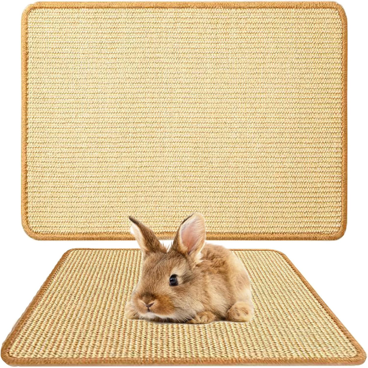 Oncpcare 2PCS Rabbit Scratch Mat Natural Bunny Scratching Pad Claws and Teeth Care Rabbit Mats for Cages Chew Toys for Bunny Pet Cage Bedding for Biting Sleeping Nesting, 16x12 - Image 9