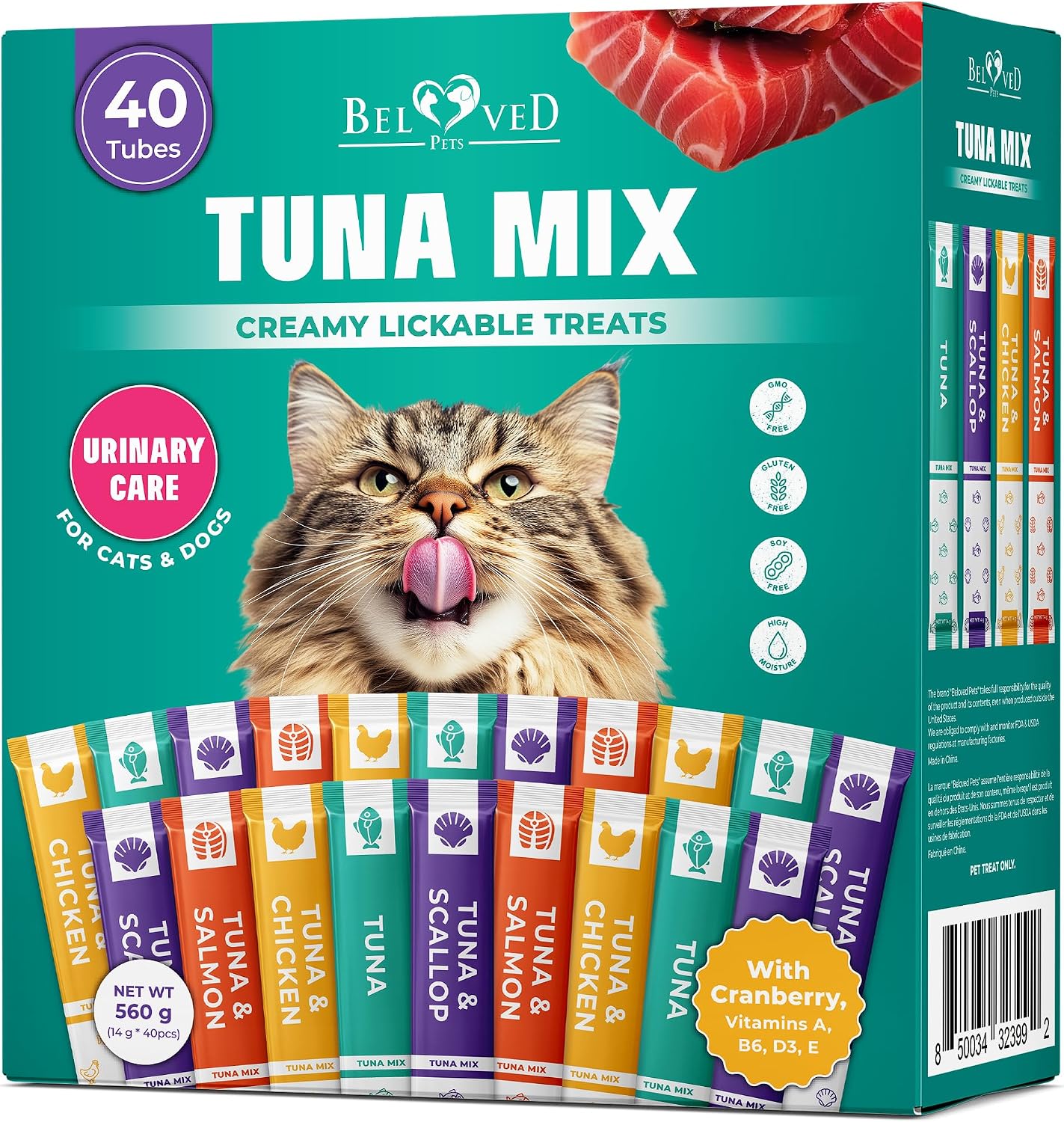 Creamy Lickable Cat Treats & Wet Food Squeeze Tubes - Liquid Kitten Snacks, Urinary Tract Care, Skin & Coat Health, Multivitamin Treats for Cats, & Small Dogs, Lick Up 40 Sticks Tuna + Chicken Mix - Image 11