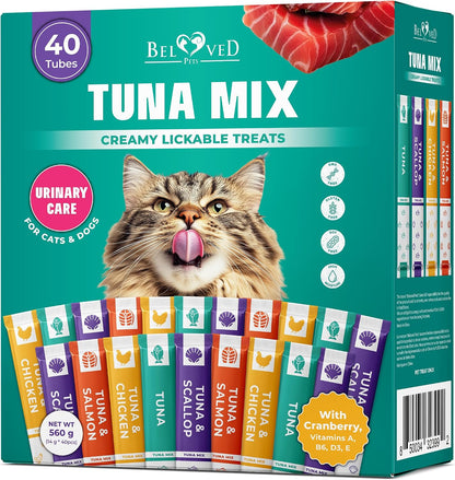 Creamy Lickable Cat Treats & Wet Food Squeeze Tubes - Liquid Kitten Snacks, Urinary Tract Care, Skin & Coat Health, Multivitamin Treats for Cats, & Small Dogs, Lick Up 40 Sticks Tuna + Chicken Mix - Image 11