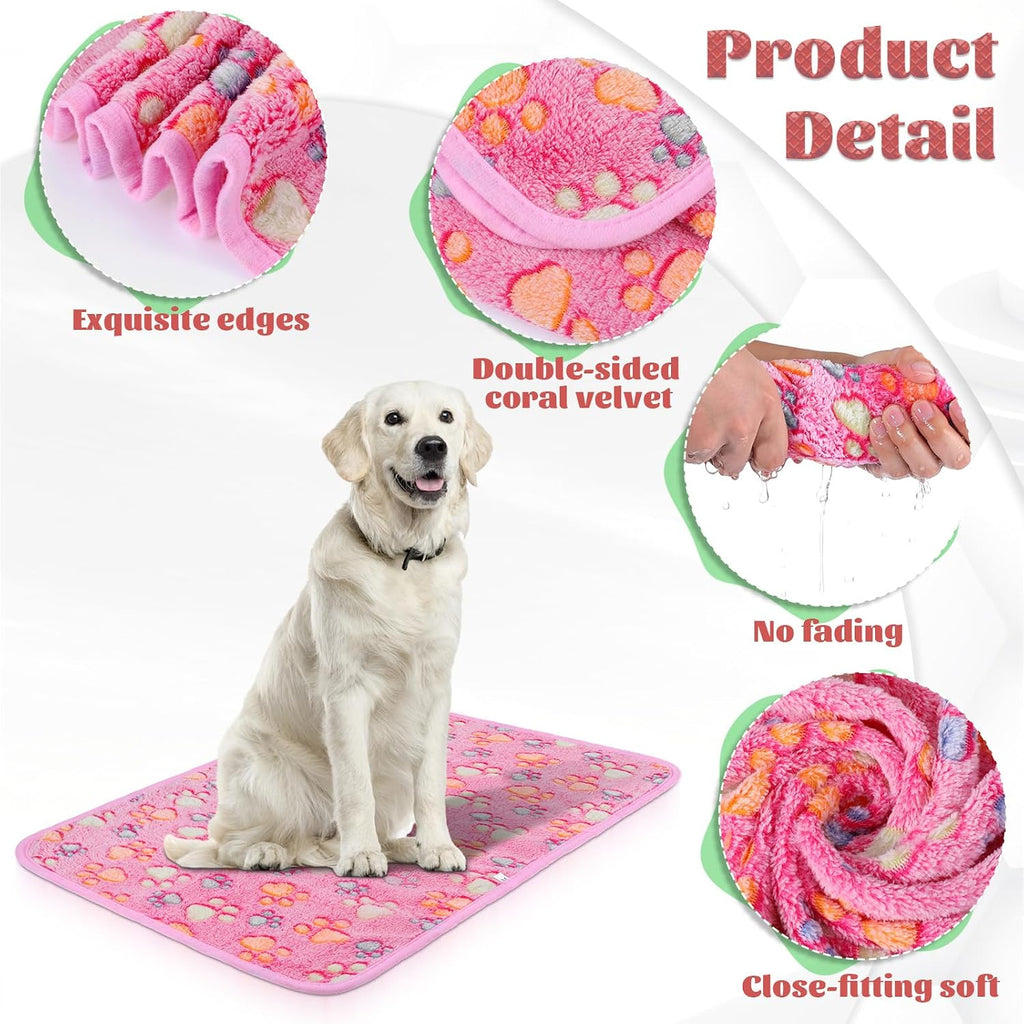 SHENLIU 18 Pcs Fleece Pet Blanket, 9 Style Small Fleece Pet Blanket Soft Warm Sleep Mat Fluffy Cute Puppy Supplies Paw Star Print Design Bed Blankets for Dog Cat Kitten Animals - Image 3