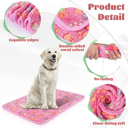 SHENLIU 18 Pcs Fleece Pet Blanket, 9 Style Small Fleece Pet Blanket Soft Warm Sleep Mat Fluffy Cute Puppy Supplies Paw Star Print Design Bed Blankets for Dog Cat Kitten Animals - Image 3