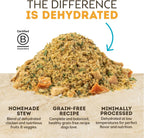 Serving suggestion of rehydrated homemade stew for dogs