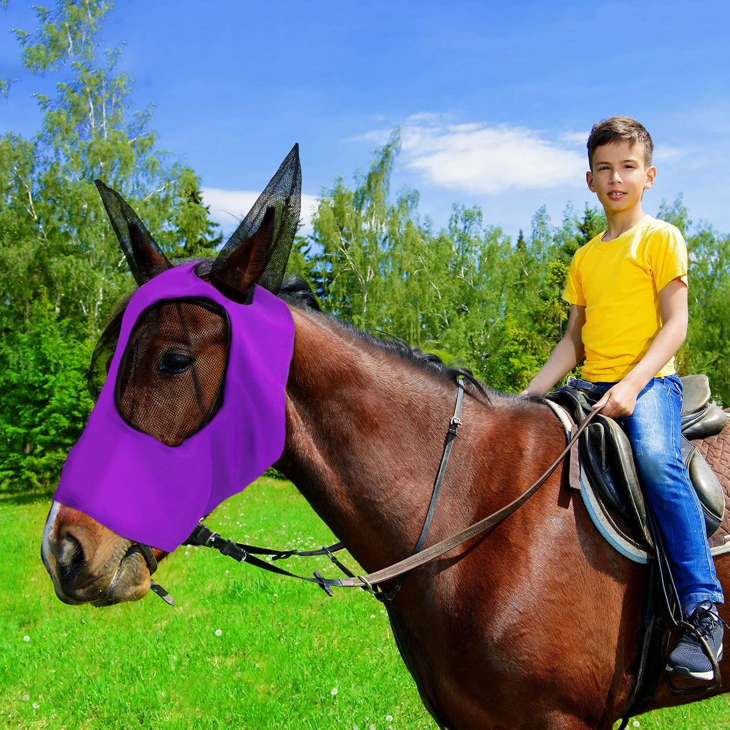 Two pieces of Weewooday horse masks pink and purple colors