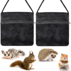 Sweetude 2 Pcs Sugar Glider Pouch Breathable Carrying Bonding Pouch Soft Hamster Carrier with Strap Zipper Small Animal Travel Sleeping Bag Cage Accessories for Rat Reptile Other Small Pets(Black) - Image 1