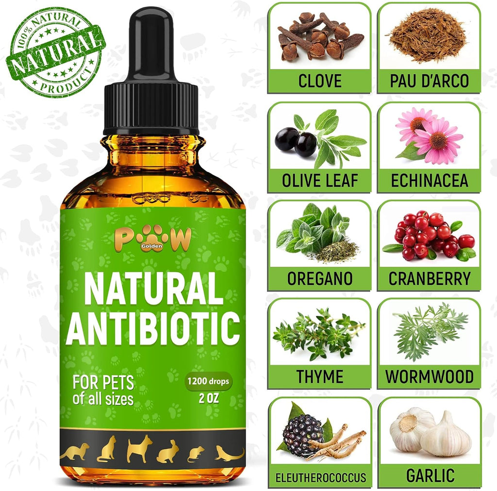 Back label of Golden Paw pet supplement displaying natural ingredients list