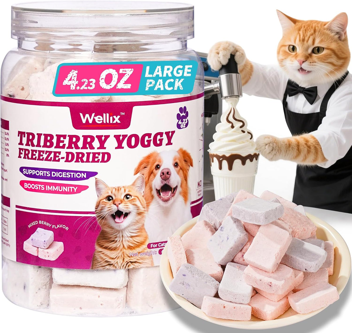 Wellix Freeze-Dried Treats for Dogs and Cats - SunnyBites Freeze Dried Chicken Cat Treats for Indoor Cats - Supports Immunity&Gut Healthy for Training Kitten Snack 3.5oz - Image 11