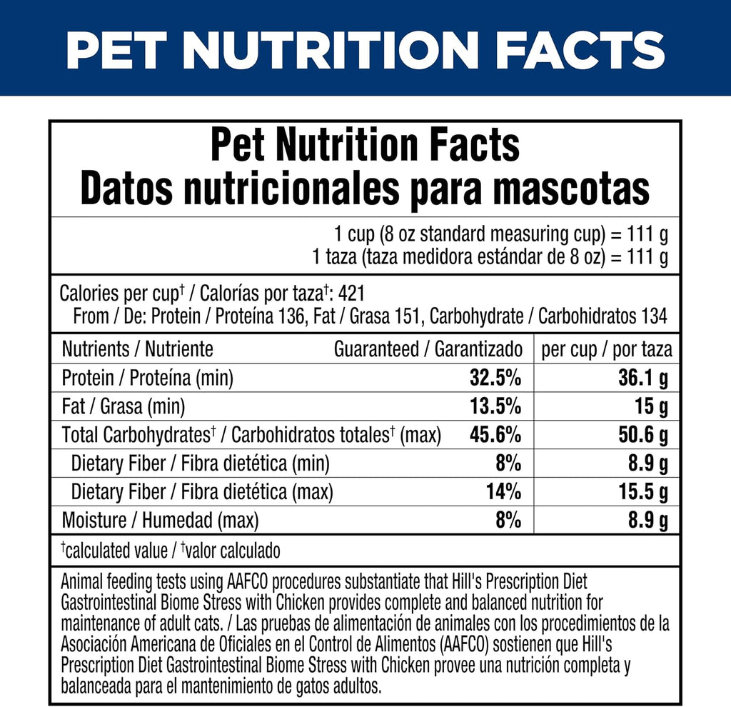 Hill's Prescription Diet Gastrointestinal Biome Stress Digestive/Fiber Care Dry Cat Food, Chicken, 4 lb. Bag - Image 11