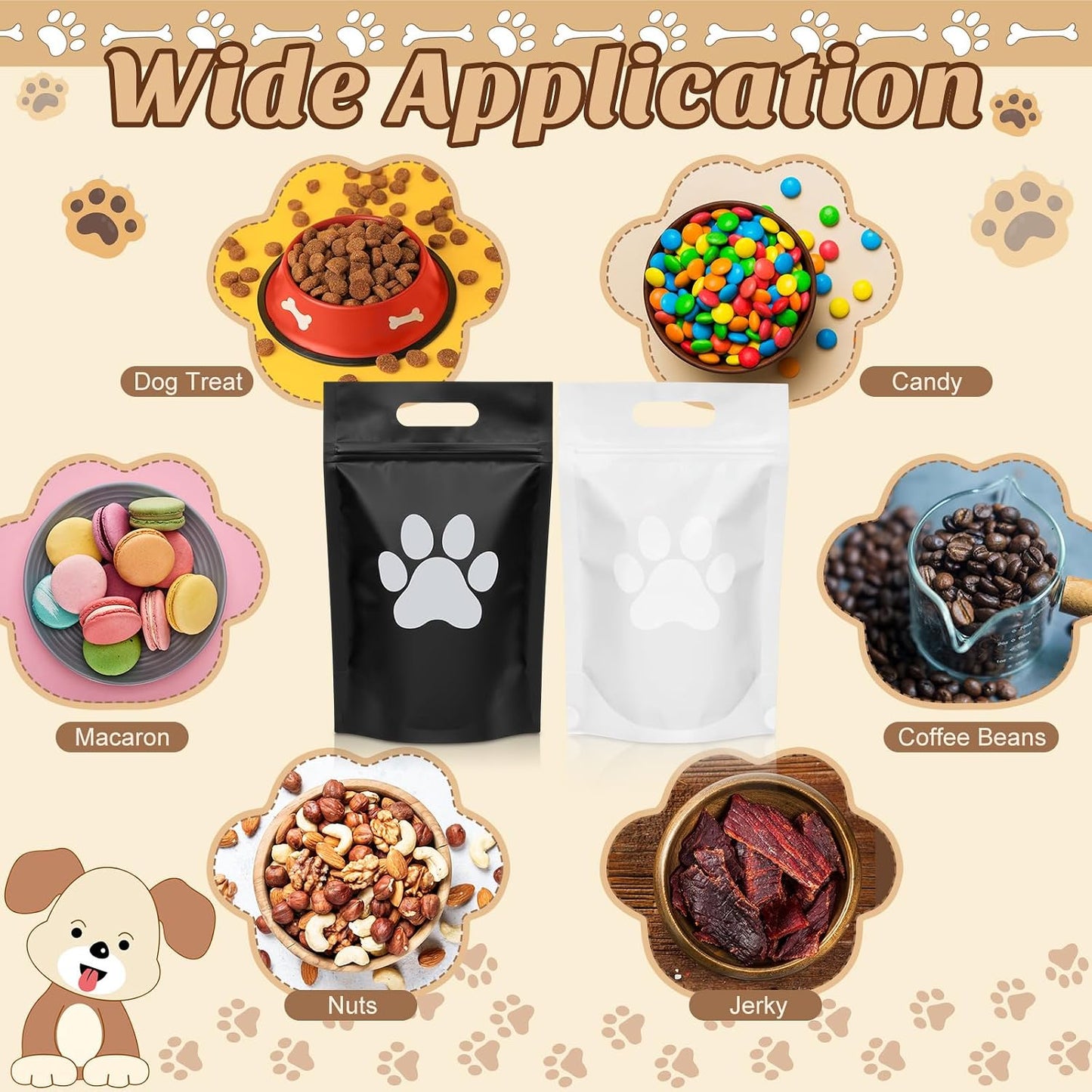 Dog party supplies packaging with clear paw window