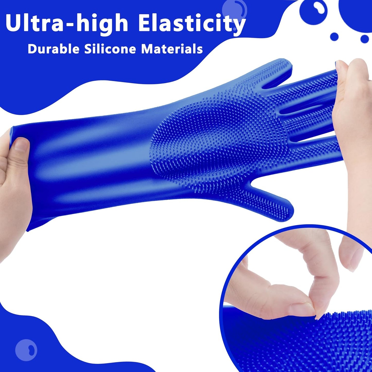 Dog bath scrubber glove lathering shampoo on pet coat