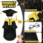 Huhumy 5 pieces puppy graduation clothing with round lensless glasses accessory