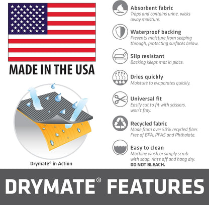 Dark grey Drymate crate mat on hardwood floor