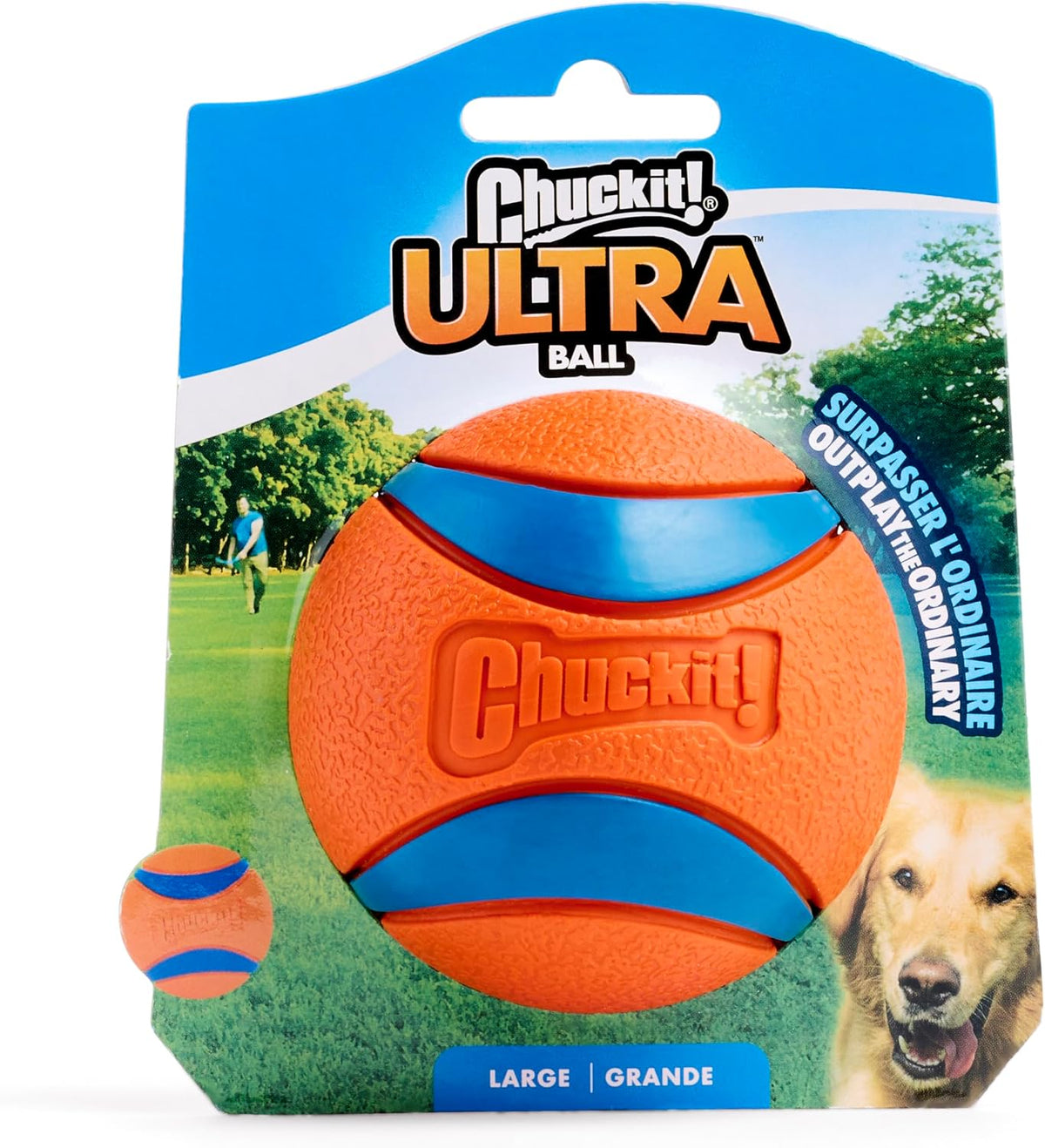 Chuckit! Ultra Ball next to a measuring tape