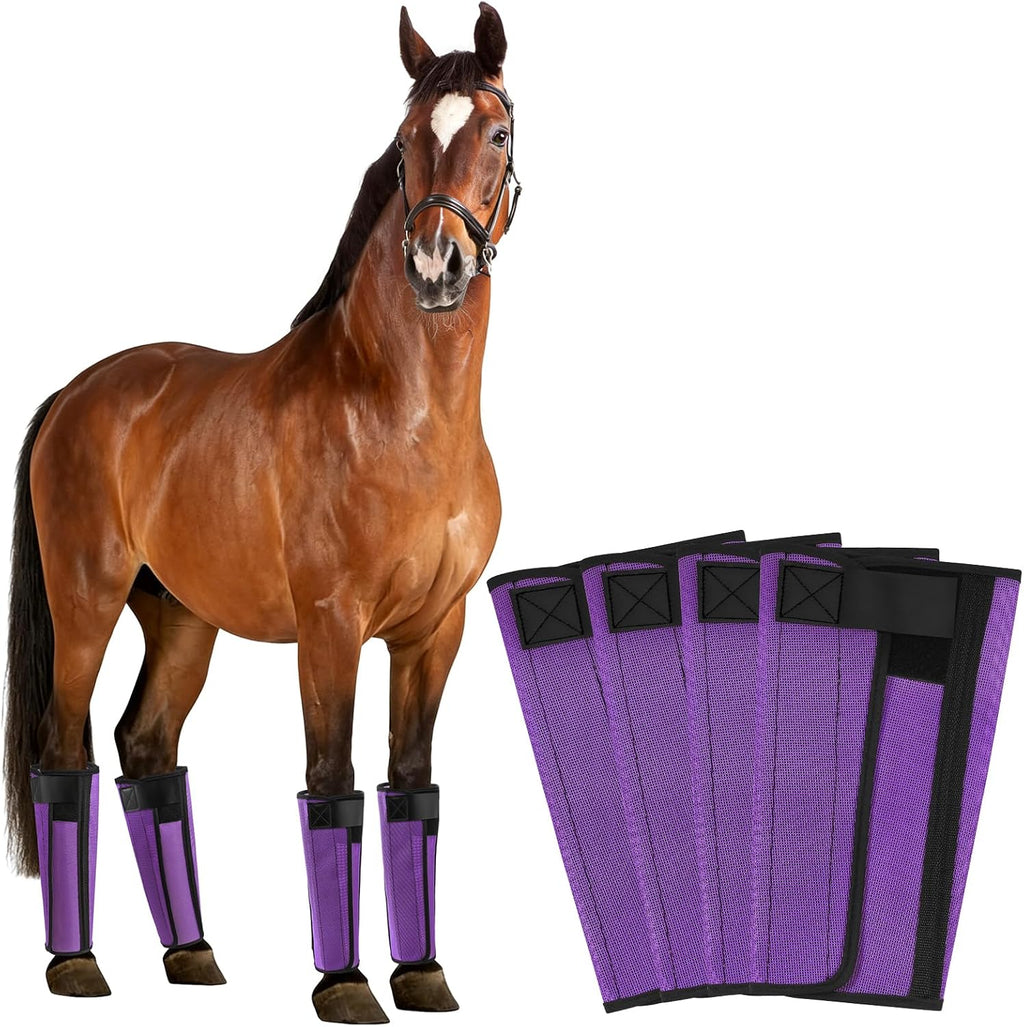 Fly Boots for Horses Set of 4, Horse Fly Boots with Reinforced Stitching, Extra-Wide Adjustable Hook & Loop Strap for Secure Fit, Breathable Mesh Fly Leg Wraps for Horse (4Pack, Orange) - Image 12