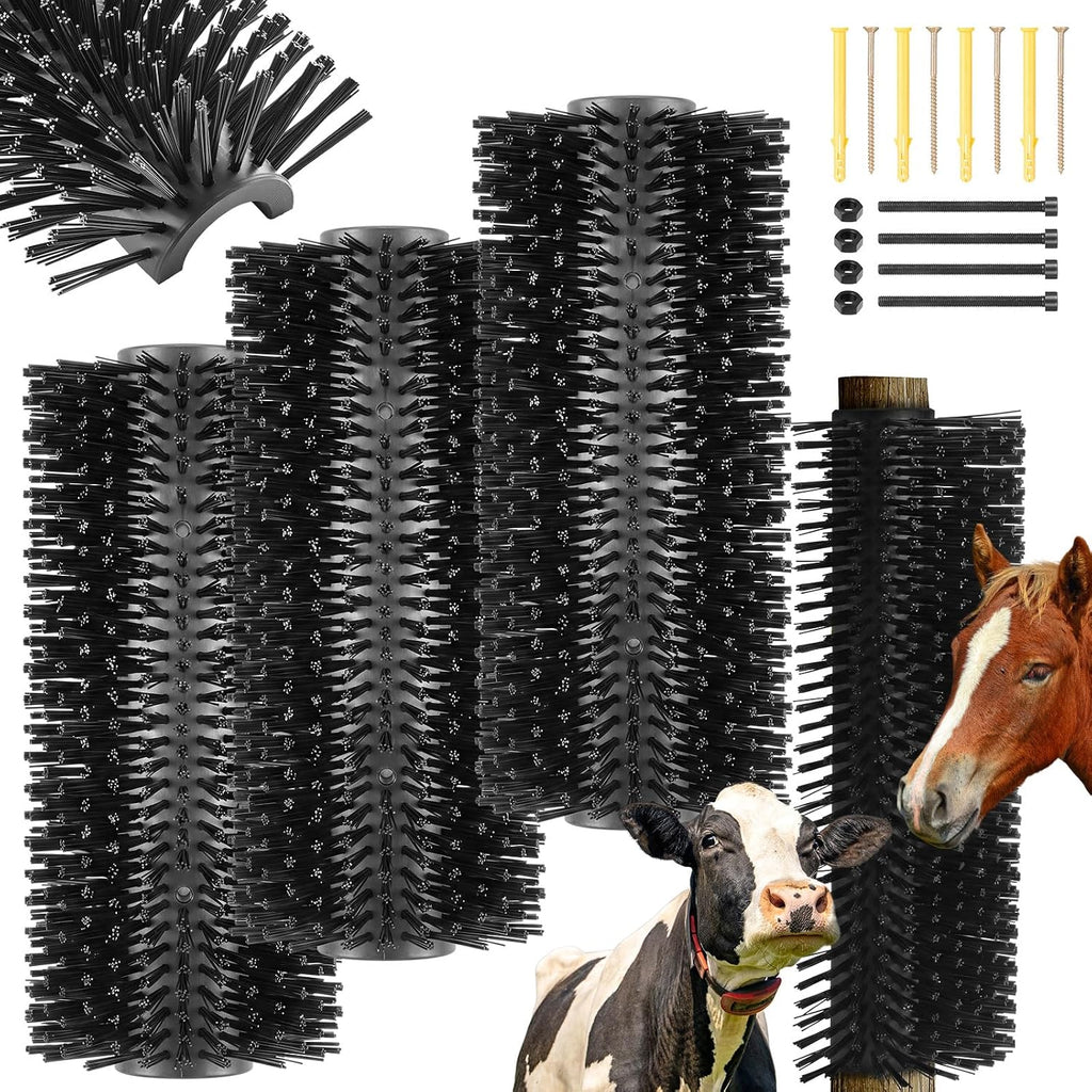 3 Pack Livestock Scratching Brush Itch Relief Horse Scratching Post Self-grooming Goat Scratcher with Durable Screws for Horse Pony Goat Sheep Pig Donkey (Blue and Red) - Image 13