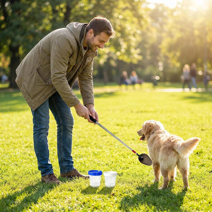 Premium stainless steel telescoping pet waste sample rod with secure grip handle