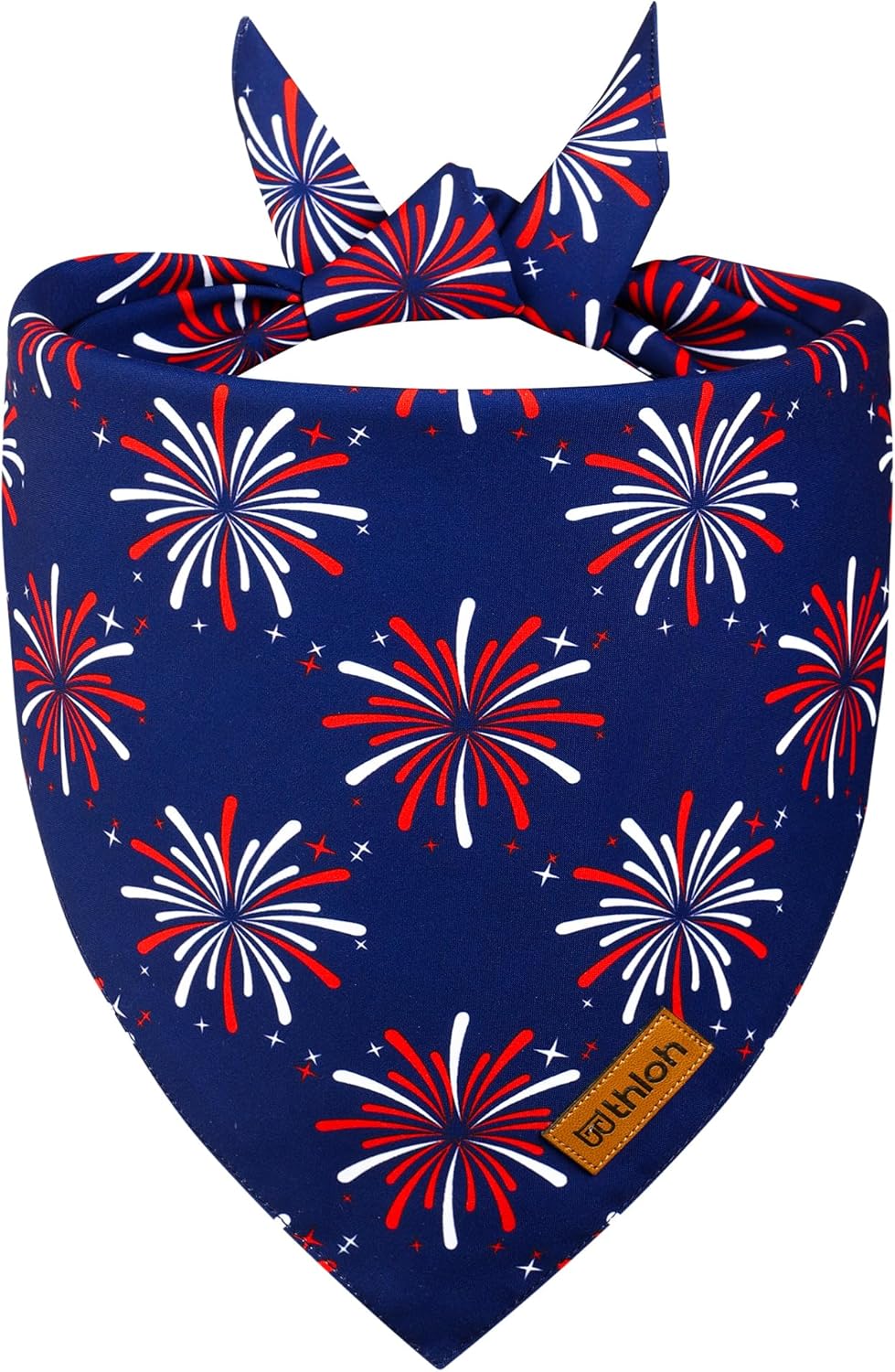 Close up of adjustable knot tie on American flag dog bandana