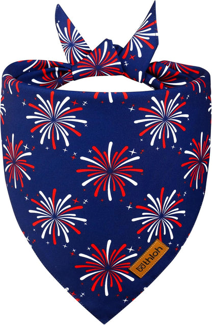 Close up of adjustable knot tie on American flag dog bandana