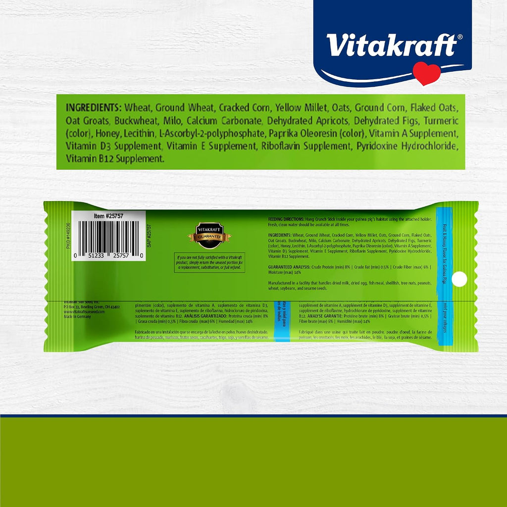 Vitakraft guinea pig fruit and honey treat sticks nutritional label