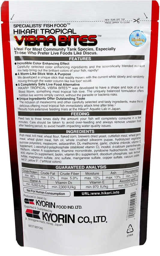 Hikari Vibra Bites slow sinking fish pellets for tropical aquariums