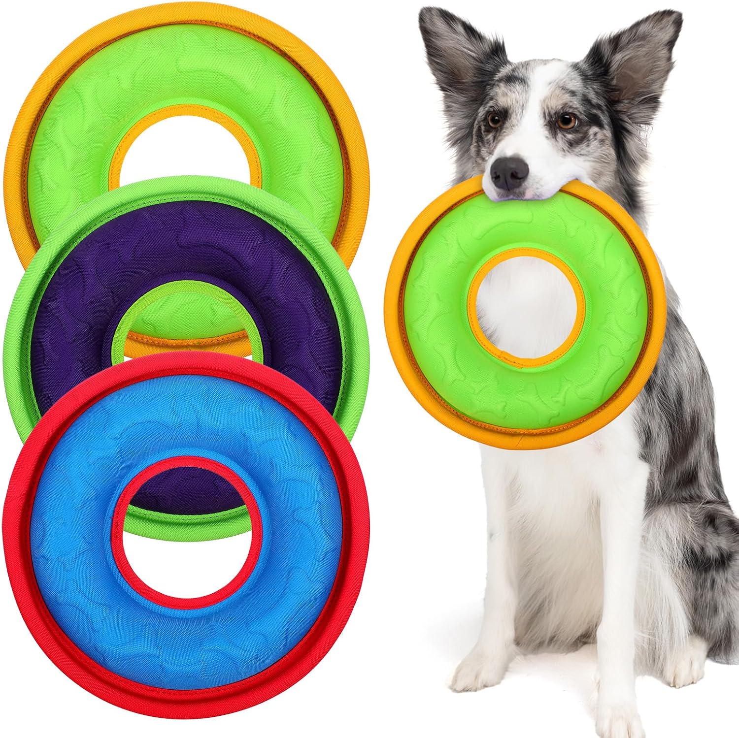 Ubamdom 3 Pack Pet Flying Discs front view for dogs