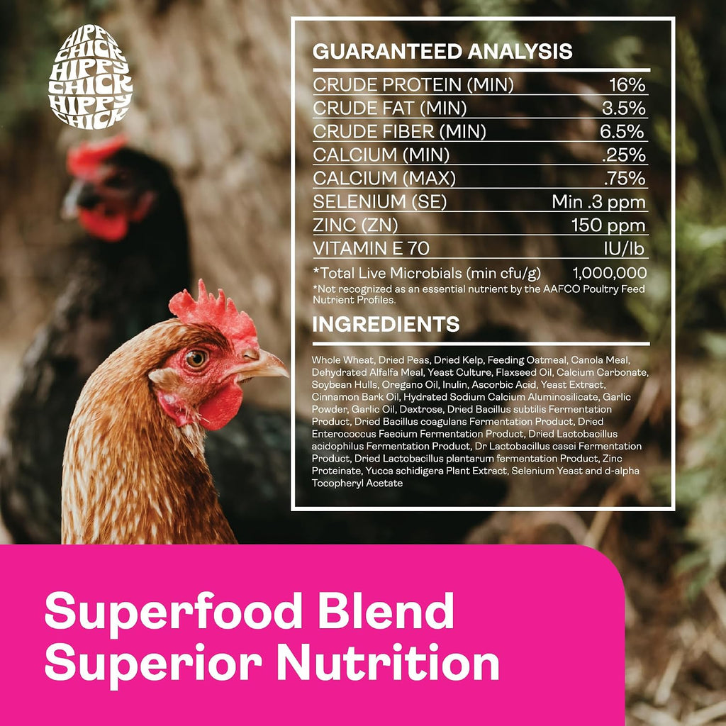 Back label of Hippy Chick Immuni Guard detailing feeding instructions