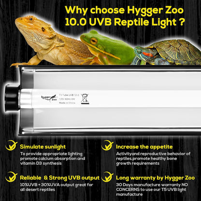 Hygger Zoo 24 Watt terrarium hood with 10.0 UVB bulb angled view