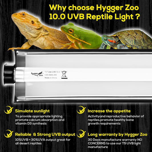 Hygger Zoo 24 Watt terrarium hood with 10.0 UVB bulb angled view