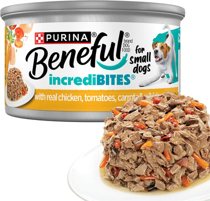 Beneful Purina Small Breed Wet Dog Food Variety Pack, IncrediBites With Real Beef, Chicken and Salmon - (Pack of 30) 3 Oz. Cans - Image 12