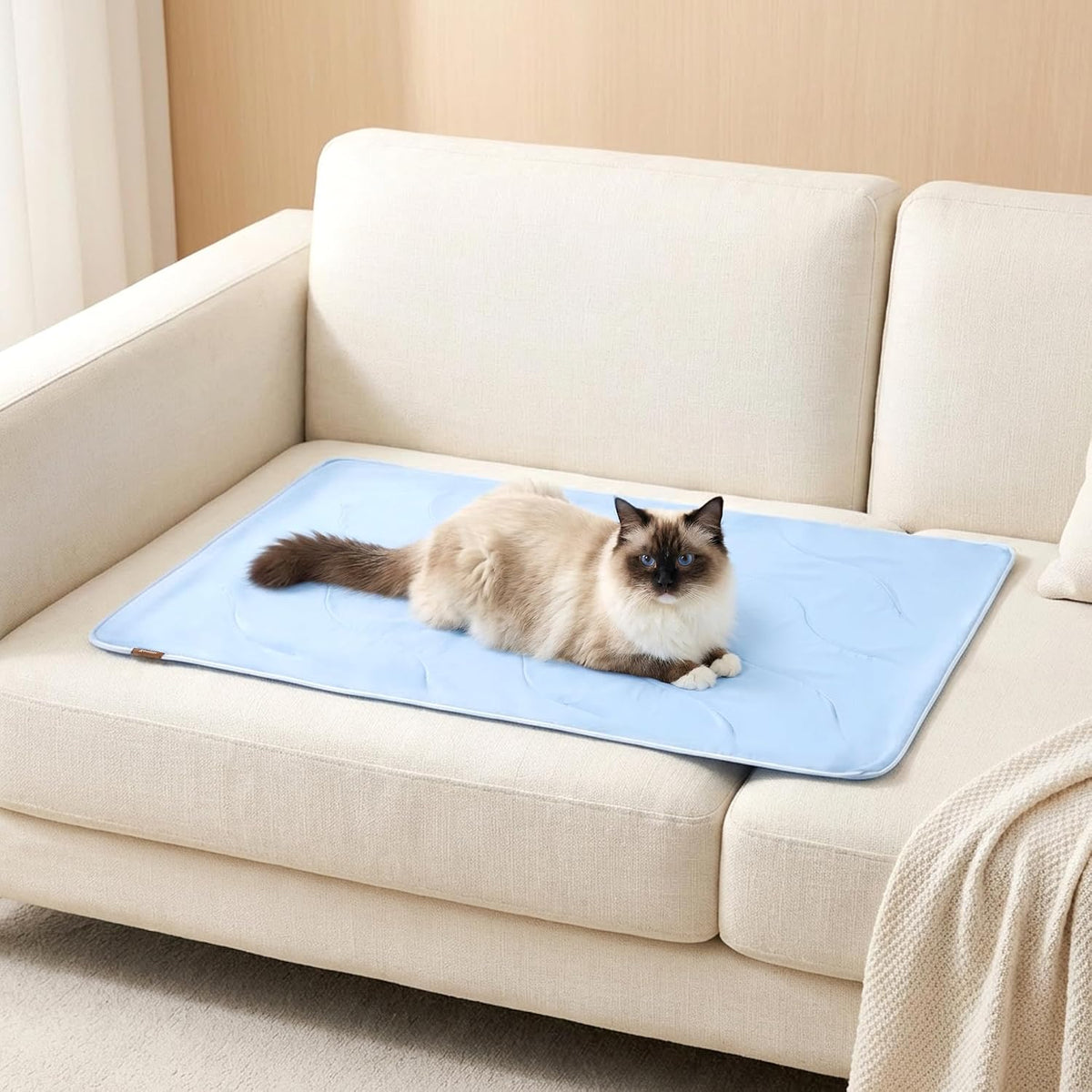 ZOMISIA Cooling Blanket for Medium Dogs - Lightweight Dog Cooling Mat with Breathable Air-Core Fill, Cold Pet Throw Blanket Washable for Summer, Soft Bed Cover, Blue, 30"x40" - Image 11