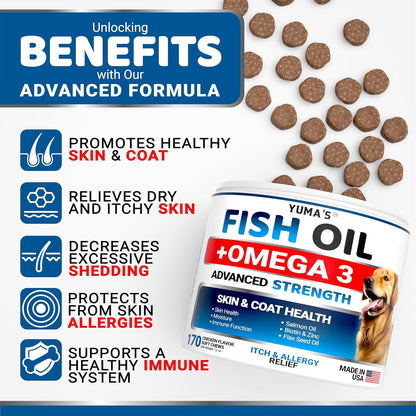 Yuma'S advanced strength dog allergy relief chews with chicken flavor.