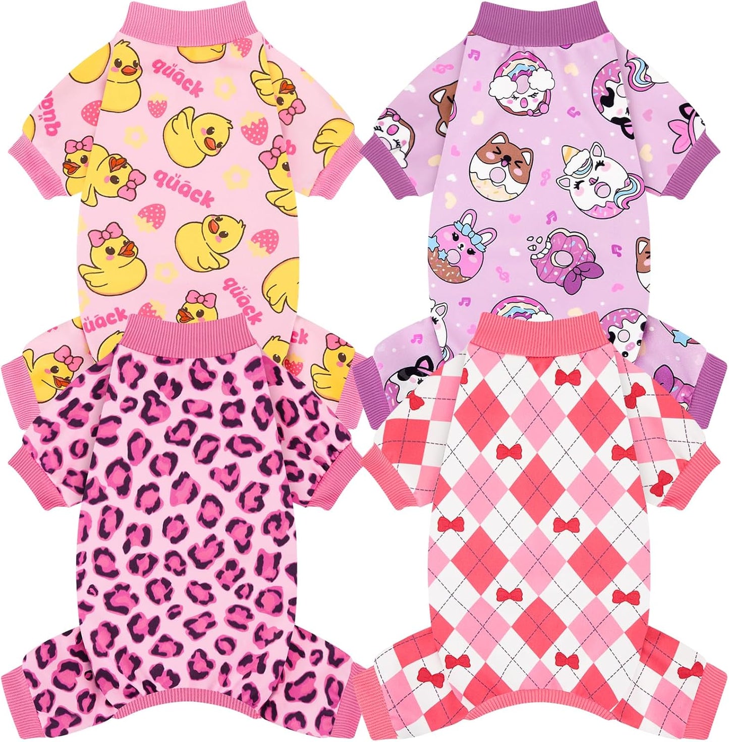 XPUDAC 4 Pieces Dog Pajamas Soft Strechy Puppy Onesies Pet Clothes for Small Medium Dogs Boy Girl Cat Pet Outfit, 153-XS - Image 11