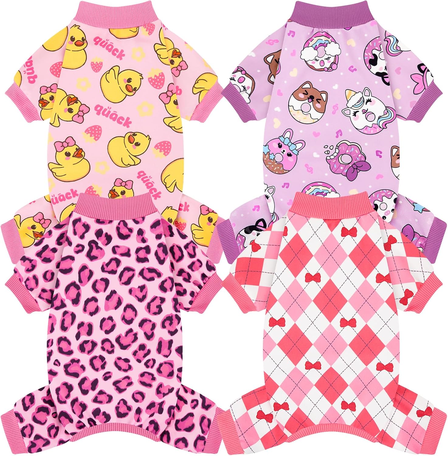 XPUDAC 4 Pieces Dog Pajamas Soft Strechy Puppy Onesies Pet Clothes for Small Medium Dogs Boy Girl Cat Pet Outfit, 153-XS - Image 11
