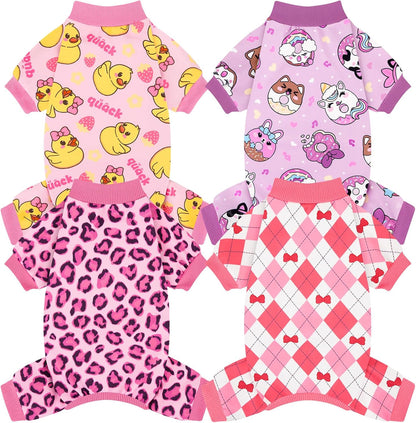 XPUDAC 4 Pieces Dog Pajamas Soft Strechy Puppy Onesies Pet Clothes for Small Medium Dogs Boy Girl Cat Pet Outfit, 153-XS - Image 11