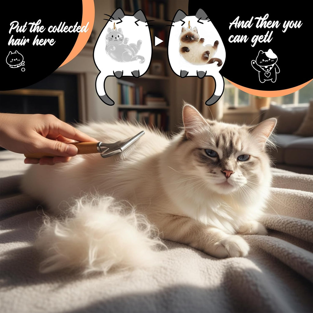 OGNWFUNK furever cat fur keychain showing the stretching cat design variant.