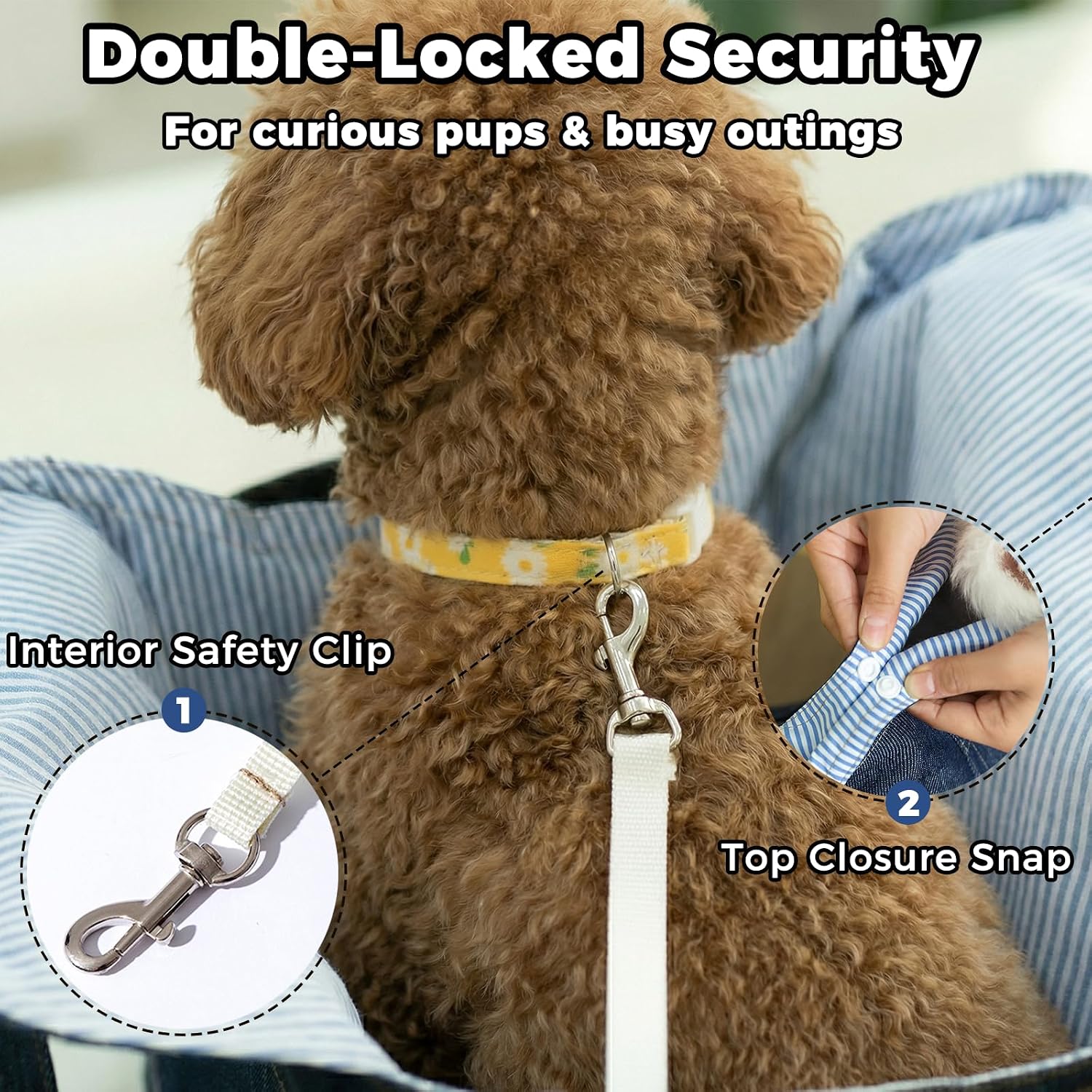 Abuul small dog carrier with padded shoulder strap detail
