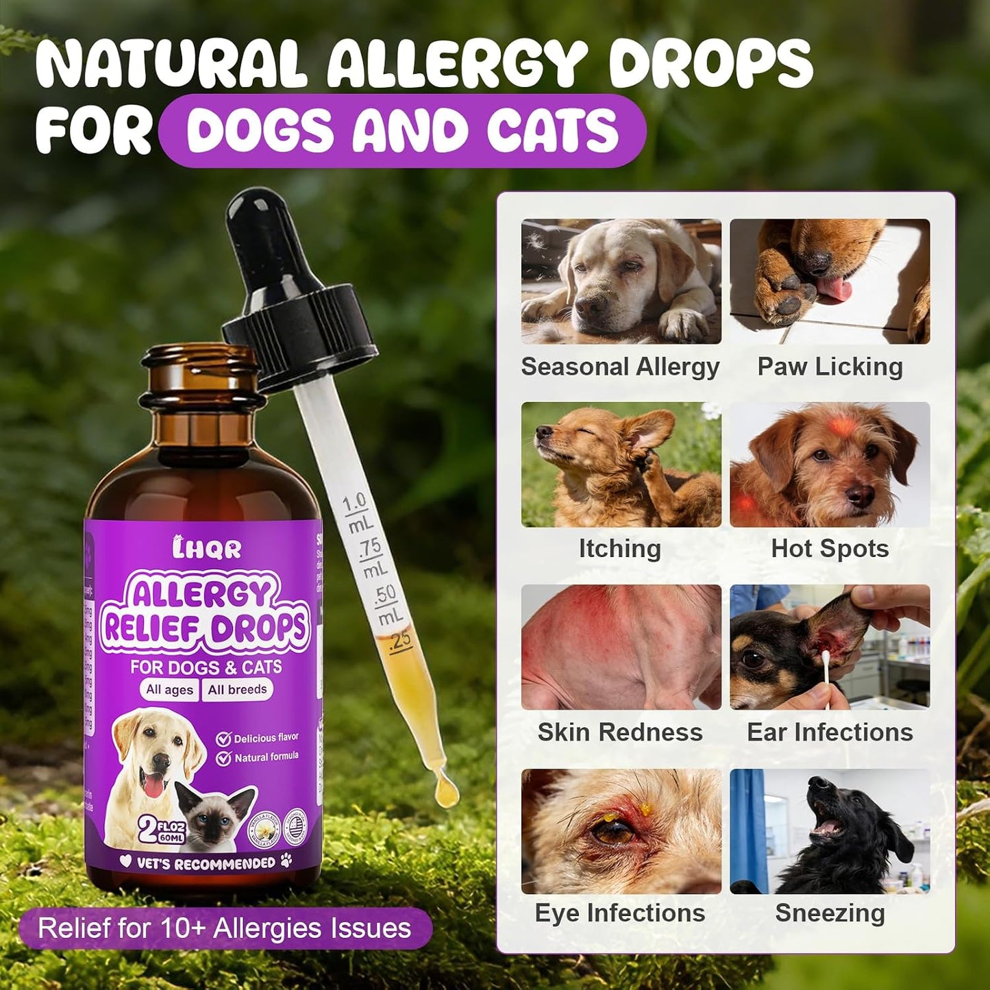 Wagmee allergy relief drops packaging detail highlighting the natural vanilla flavor profile for pets