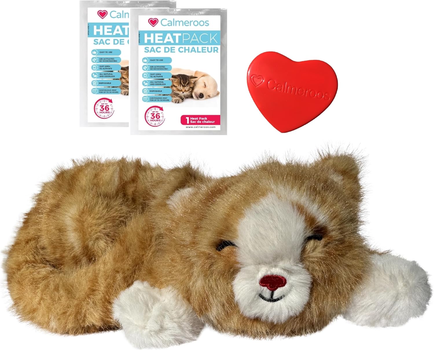 Plush Heartbeat Toy - Calming Anxiety Relief Toys for Puppies and Kittens - Heartbeat in a Soft Comforting Pet Plush for Dogs and Cats (Orange Kitty w/Heart) - Image 7