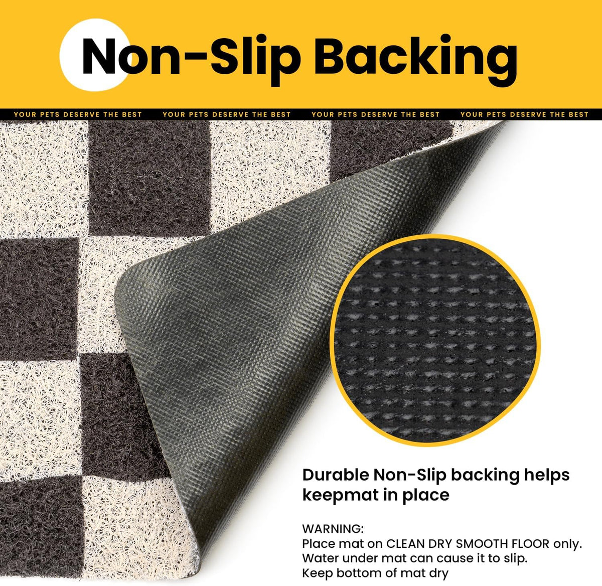 Conlun chessboard pattern cat litter mat with cat stepping on it